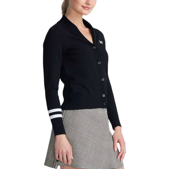 PXG Rolled Collar Golf Cardigan Golf Sweater Black - FW25 Women