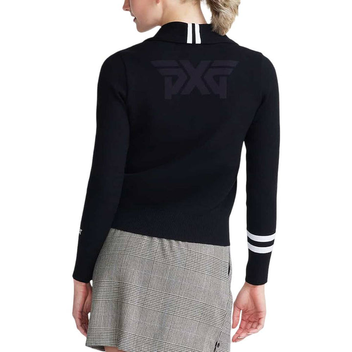 PXG Rolled Collar Golf Cardigan Golf Sweater Black - FW25 Women
