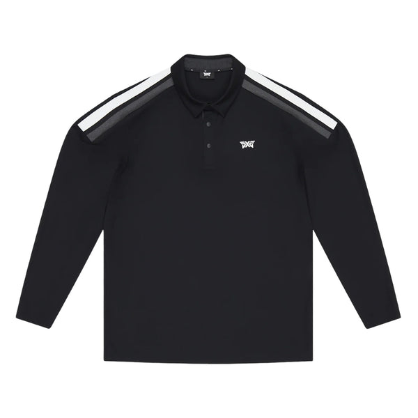 PXG Longsleeve Shoulder Panel Golf Polo Black - FW25 Men