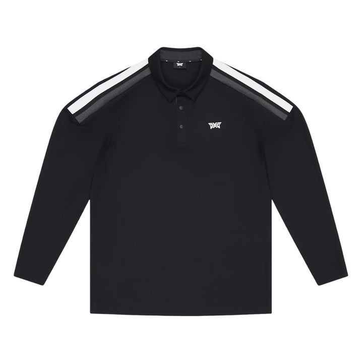 PXG Longsleeve Shoulder Panel Golf Polo Black - FW25 Men