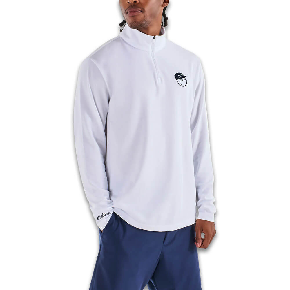 Malbon Flyer Mid Layer Golf Pullover White - 25 Men – Golfio