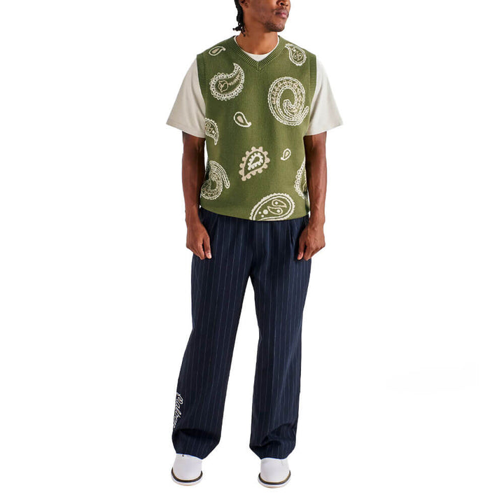 Malbon Paisley Sweater Golf Vest Olivine - FW25 Men