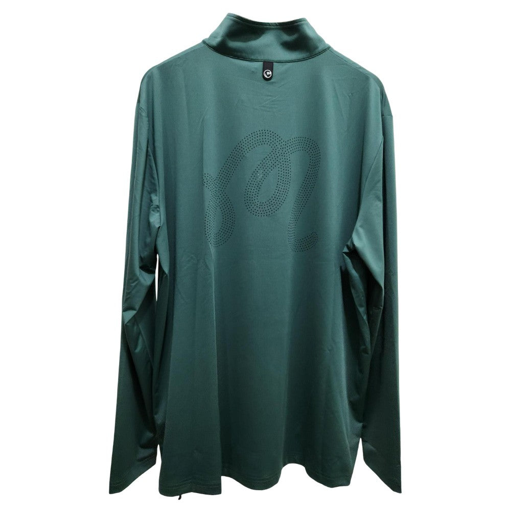 Malbon Evergreen Perforated Quarter Zip Golf Pullover Hunter Green