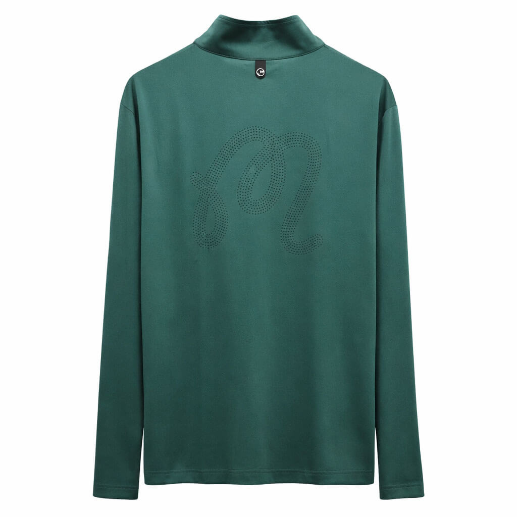 Malbon Evergreen Perforated Quarter Zip Golf Pullover Hunter Green