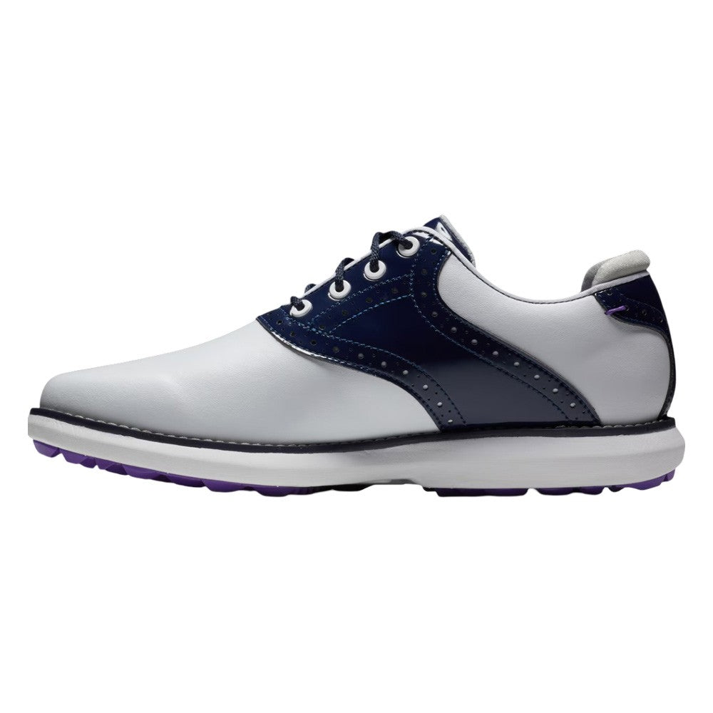 FootJoy Traditions Spikeless Golf Shoes White/Navy/Purple - 24