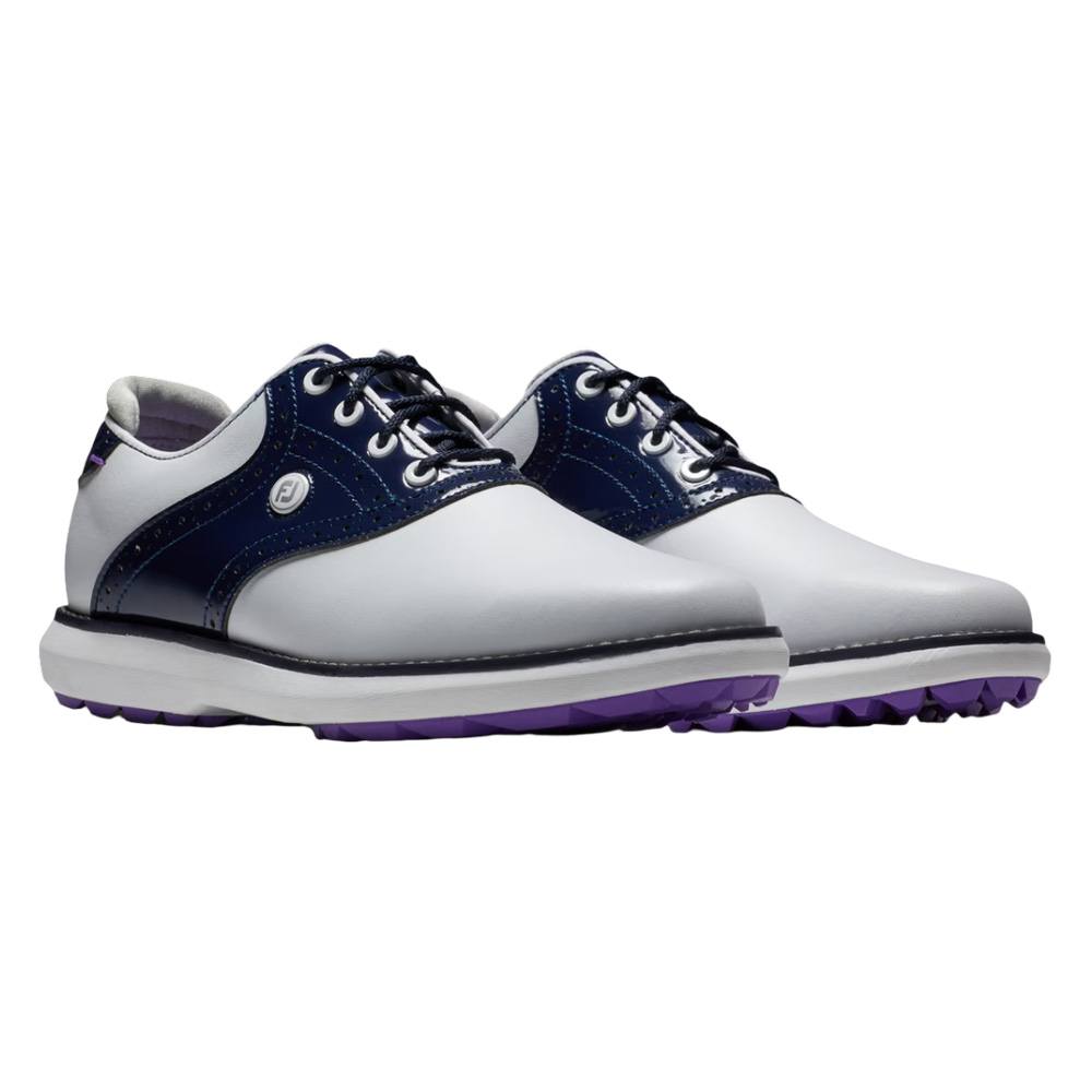 FootJoy Traditions Spikeless Golf Shoes White/Navy/Purple - 24