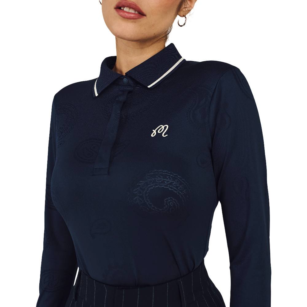 Malbon Venus Paisley Golf Polo Navy - FW25 Women – Golfio