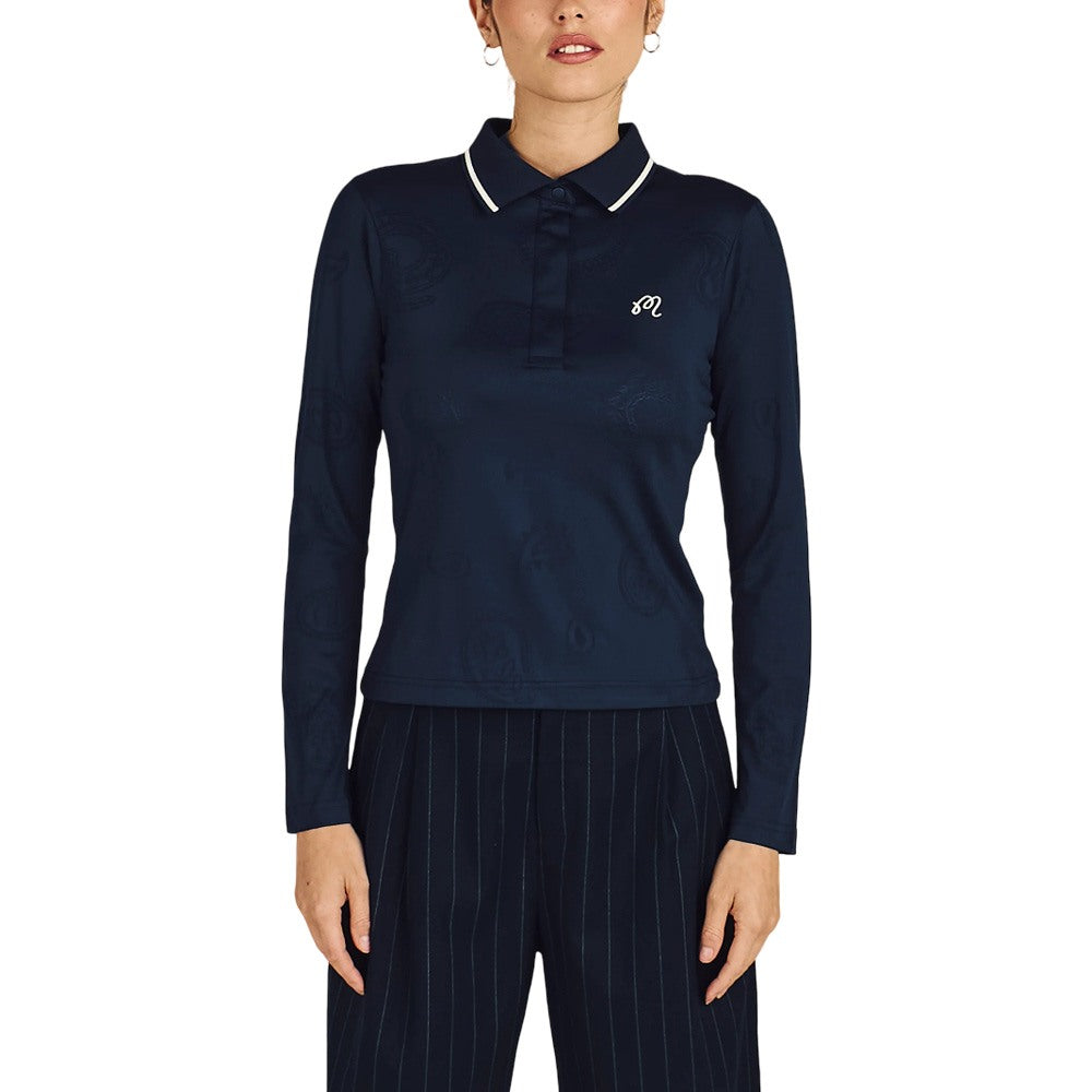 Malbon Venus Paisley Golf Polo Navy - FW25 Women – Golfio