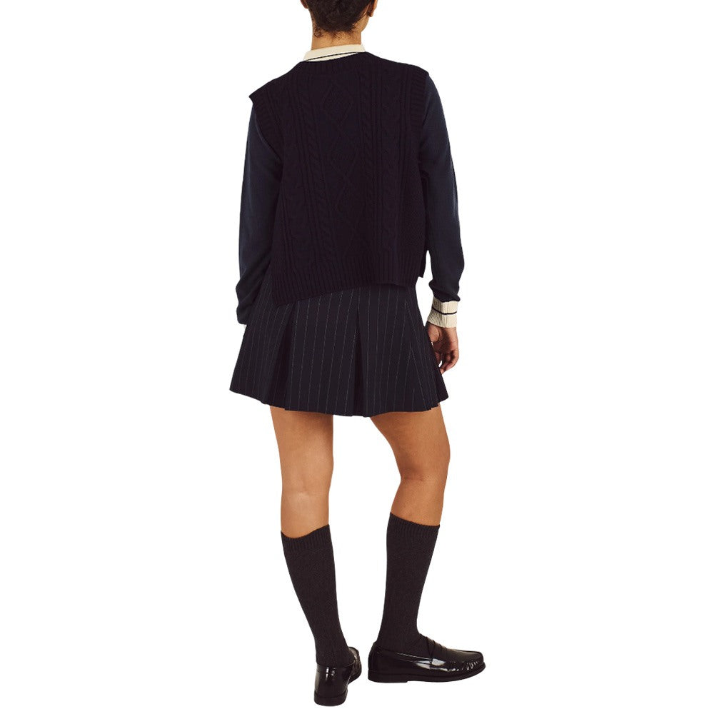 MALBON マルボンゴルフウェア トップス ノースリーブ ファーベスト 両面着 Malbon Elspeth Sweater Golf Vest Navy - FW25 Women – Golfio