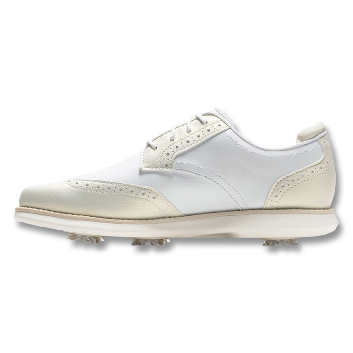 FootJoy Women's Traditions Wing Tip Golf Shoes White/Gold FootJoy Women's Traditions Wing Tip Golf Shoes White/Gold