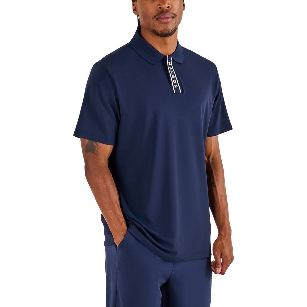 Malbon Block Placket Golf Polo Navy - SS26 Men – Golfio
