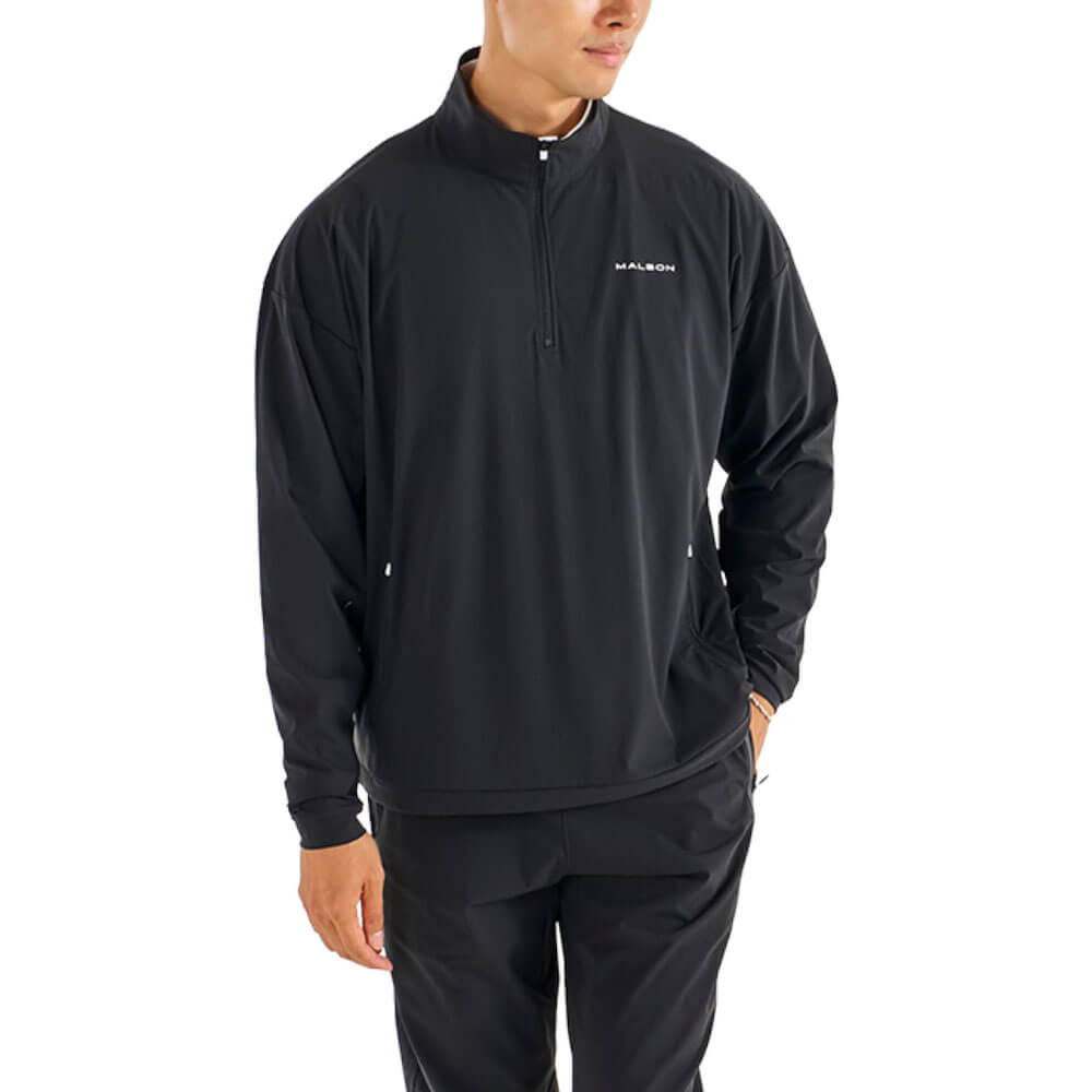 Malbon Performance Quarter Zip Shell Golf Pullover Black - FW25