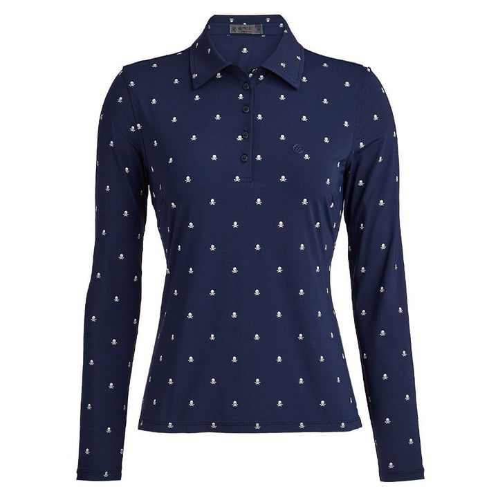 Gfore Skull & T's Silky Tech Nylon Longsleeve Golf Polo 2023 Women