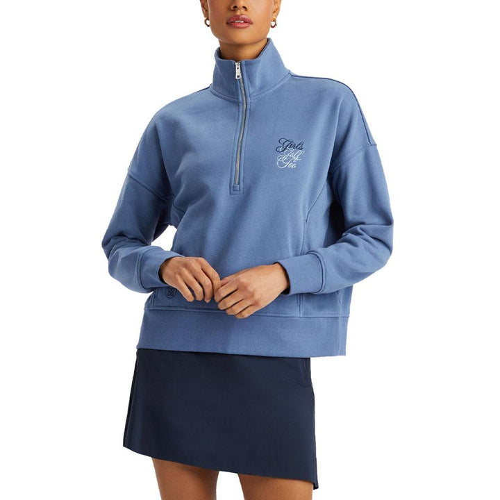 Gfore Girls Too French Terry Quarter Zip Boxy Golf Pullover Slate - FA23 Women