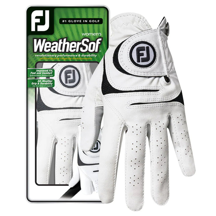 FootJoy WeatherSof Pair Golf Glove White/Black - 23 Women