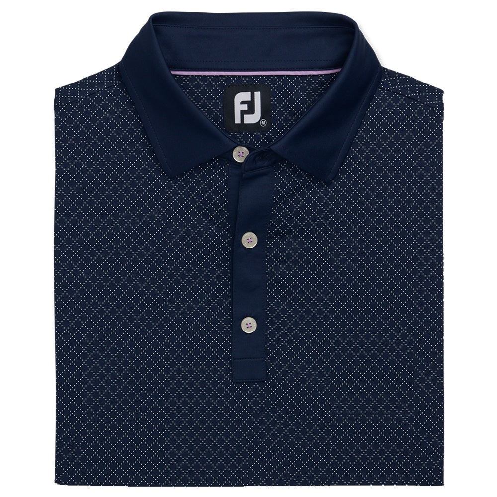 FootJoy Diamond Dot Print Lisle Self Collar Golf Polo 2022