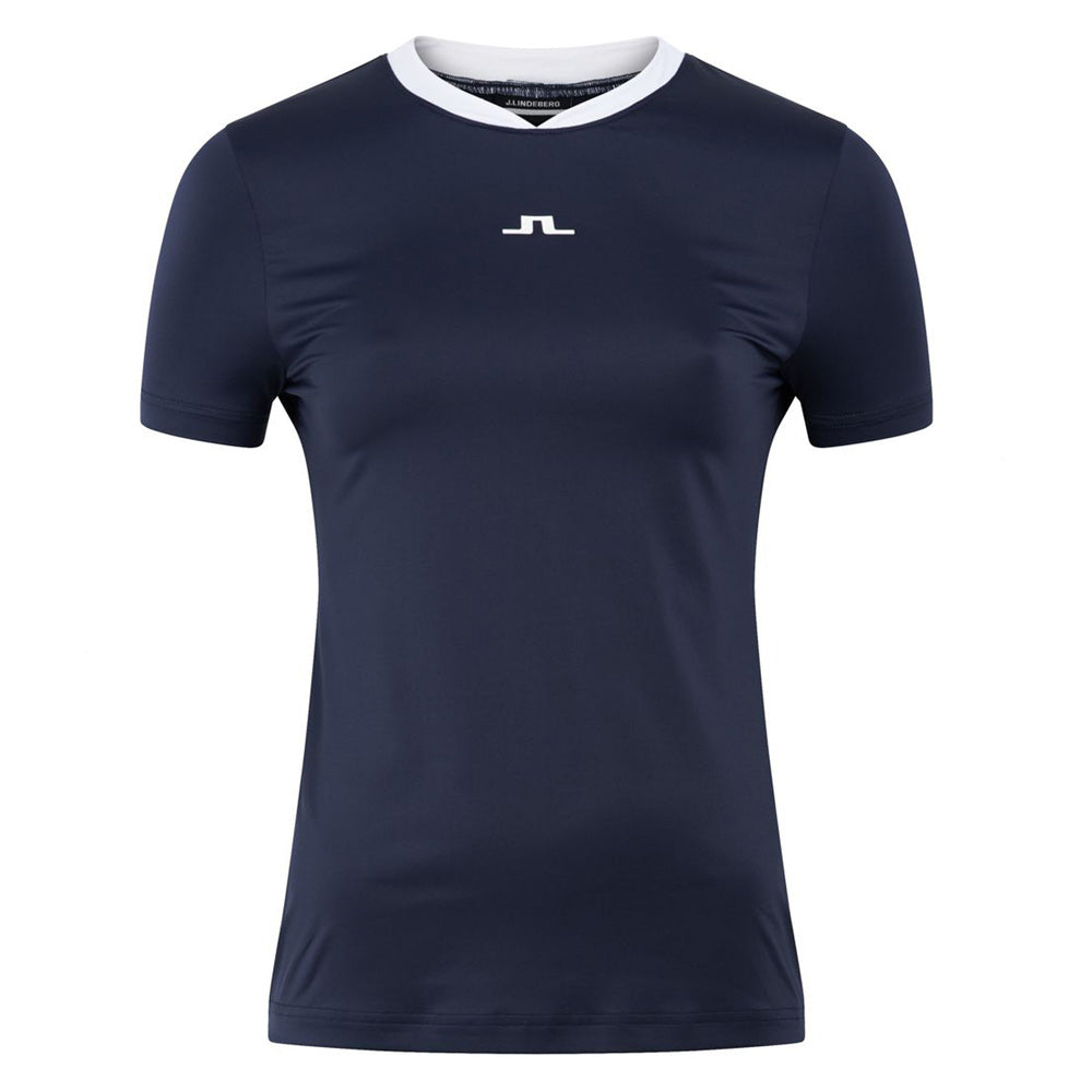 Top J.Lindeberg Marsha Donna – Navy, Maniche Corte, Per Golf E Tennis, Taglie Piccolo/Medio