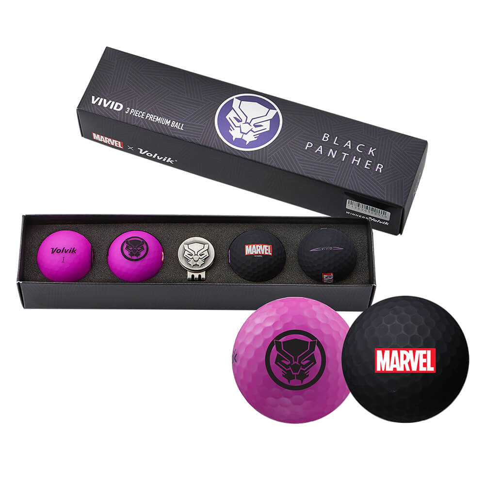Volvik Vivid Matte Marvel Edition 4-Ball + Hat Clip Set Golf Balls 2020