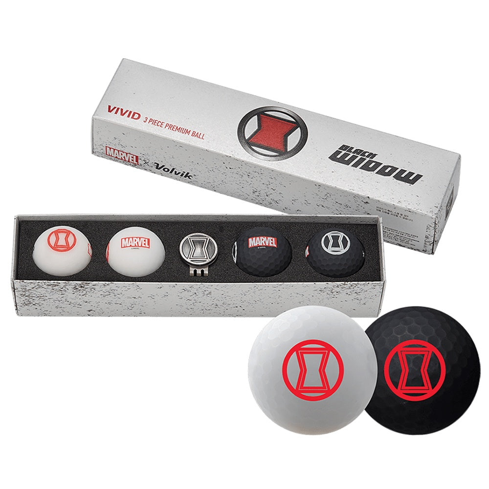 Volvik Vivid Matte Marvel Edition 4-Ball + Hat Clip Set Golf Balls 2020