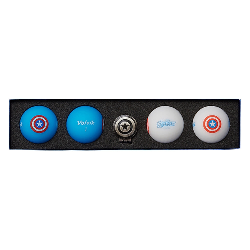 Volvik Vivid Matte Marvel Edition 4-Ball + Hat Clip Set Golf Balls 2020