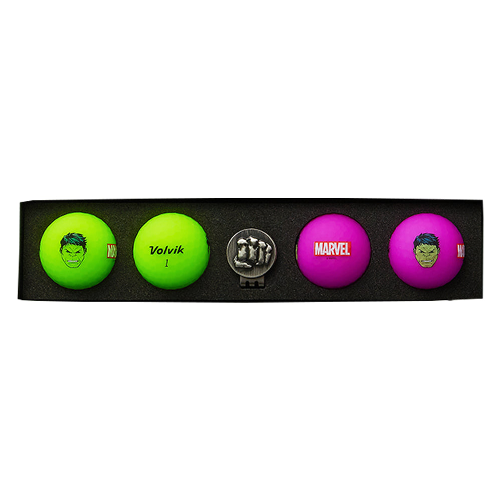 Volvik Vivid Matte Marvel Edition 4-Ball + Hat Clip Set Golf Balls 2020