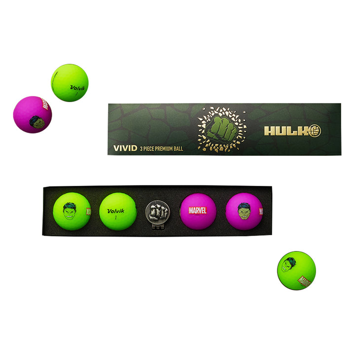 Volvik Vivid Matte Marvel Edition 4-Ball + Hat Clip Set Golf Balls 2020