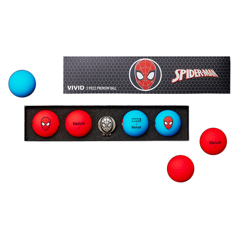 Volvik Vivid Matte Marvel Edition 4-Ball + Hat Clip Set Golf Balls 2020