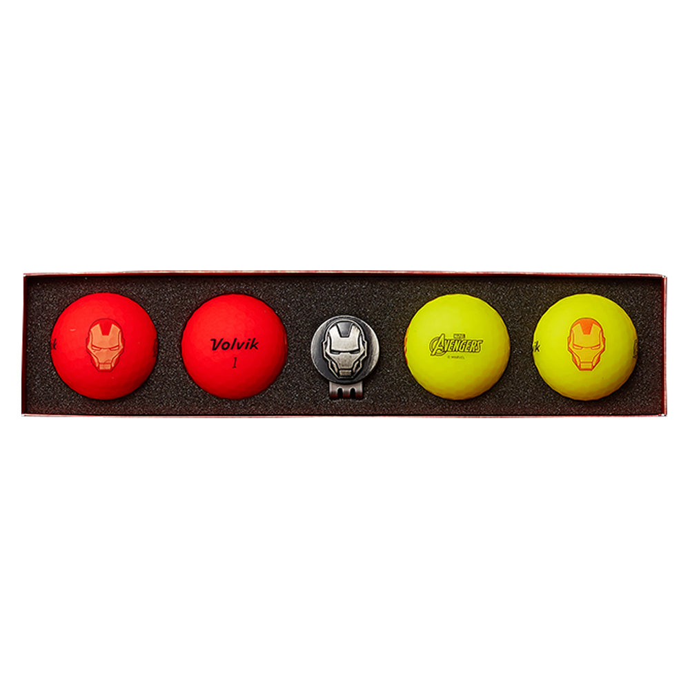 Volvik Vivid Matte Marvel Edition 4-Ball + Hat Clip Set Golf Balls 2020