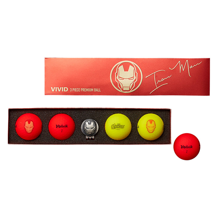 Volvik Vivid Matte Marvel Edition 4-Ball + Hat Clip Set Golf Balls 2020
