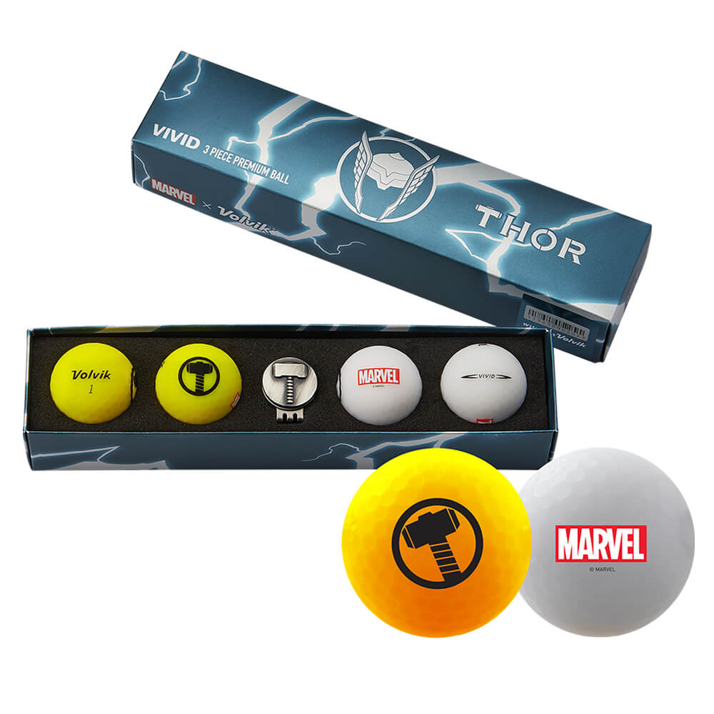 Volvik Vivid Matte Marvel Edition 4-Ball + Hat Clip Set Golf Balls 2020